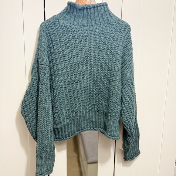 H&M Oversized Boxy Chunky Knit Sweater Dark Turquoise Size XL - Picture 2 of 12